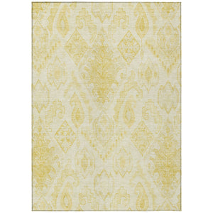 HomeRoots 5' Moroccan-Inspired Area Rug in Gold, Ivory, and Beige - Washable Indoor/Outdoor Elegance 5' X 8' 586463