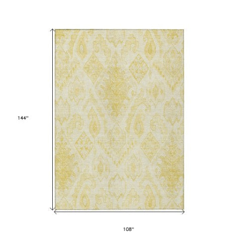 Homeroots 3' Inviting Artichoke Green Mint Ivory Moroccan Washable Area Rug For Indoor & Outdoor Spaces 9' X 12' Polyester 586466