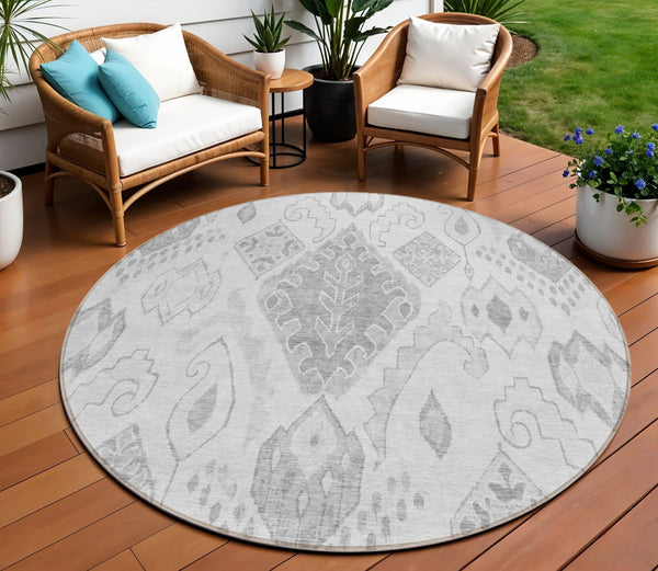 Homeroots 3' Inviting Artichoke Green Mint Ivory Moroccan Washable Area Rug For Indoor & Outdoor Spaces 8' Round Polyester 586476