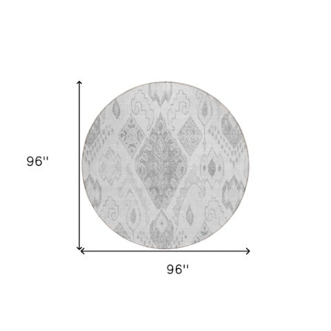 Homeroots 3' Inviting Artichoke Green Mint Ivory Moroccan Washable Area Rug For Indoor & Outdoor Spaces 8' Round Polyester 586476