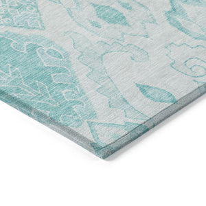 Homeroots 3' Inviting Artichoke Green Mint Ivory Moroccan Washable Area Rug For Indoor & Outdoor Spaces 5' X 8' Polyester 586481