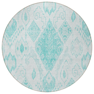 Homeroots 3' Inviting Artichoke Green Mint Ivory Moroccan Washable Area Rug For Indoor & Outdoor Spaces 8' Round Polyester 586482