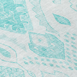 Homeroots 3' Inviting Artichoke Green Mint Ivory Moroccan Washable Area Rug For Indoor & Outdoor Spaces 8' Round Polyester 586482