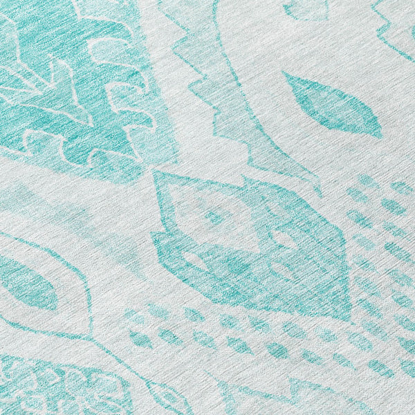 Homeroots 3' Inviting Artichoke Green Mint Ivory Moroccan Washable Area Rug For Indoor & Outdoor Spaces 8' Round Polyester 586482