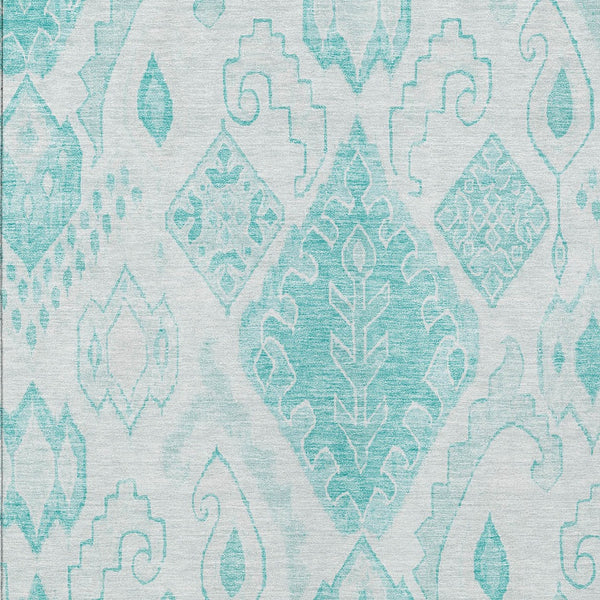 Homeroots 3' Inviting Artichoke Green Mint Ivory Moroccan Washable Area Rug For Indoor & Outdoor Spaces 8' X 10' Polyester 586483