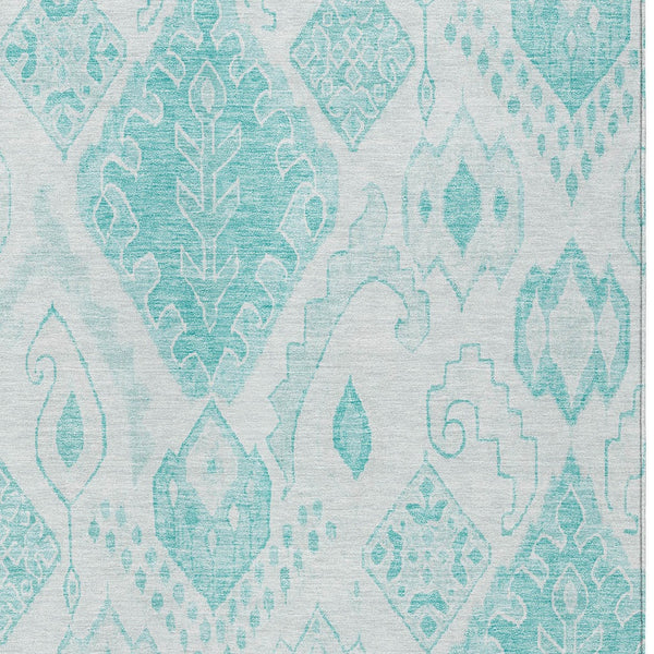 Homeroots 3' Inviting Artichoke Green Mint Ivory Moroccan Washable Area Rug For Indoor & Outdoor Spaces 10' X 14' Polyester 586485