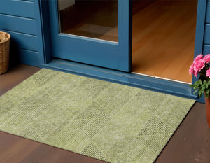 Homeroots 3' Geometric Washable Indoor Outdoor Area Rug In Artichoke And Fern Green For Stylish Spaces 3' X 5' Polyester 586486