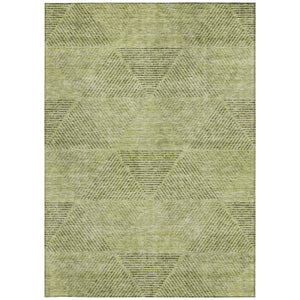 Homeroots 3' Geometric Washable Indoor Outdoor Area Rug In Artichoke And Fern Green For Stylish Spaces 5' X 8' Polyester 586487