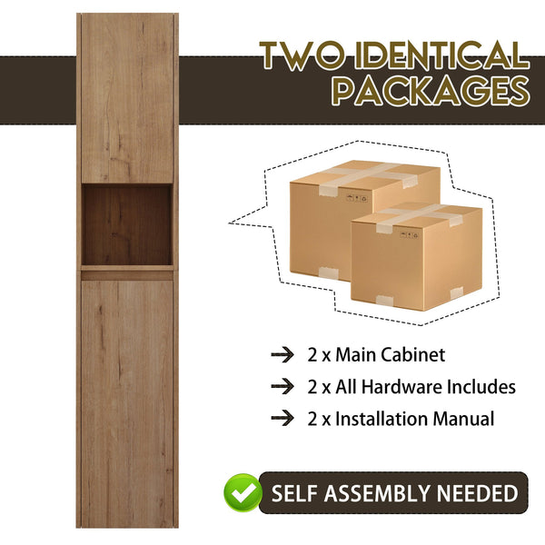 English Elm 12" Bathroom Side Cabinet - Modern Float Mount, Soft Close Doors & Reversible Design For Space-Saving W999S00375