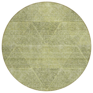 HomeRoots 5' Stylish Artichoke Green Geometric Area Rug - Durable, Washable for Indoor & Outdoor Spaces 8' Round 586488