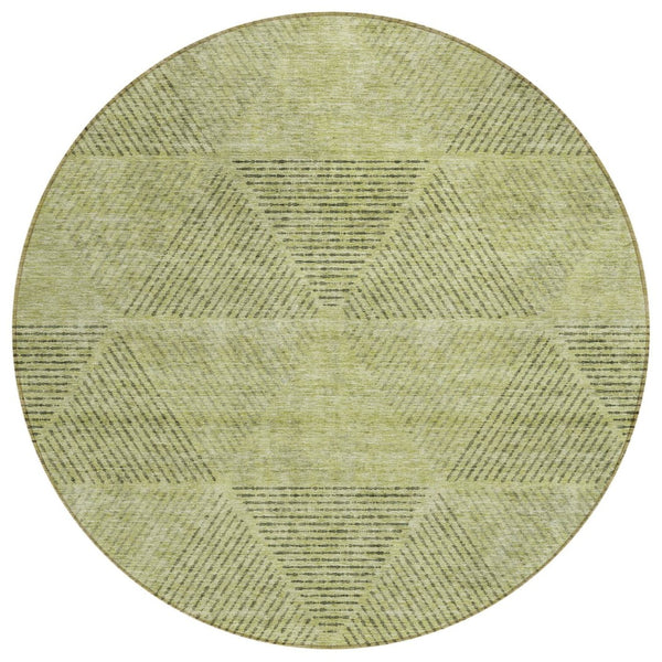 HomeRoots 5' Stylish Artichoke Green Geometric Area Rug - Durable, Washable for Indoor & Outdoor Spaces 8' Round 586488