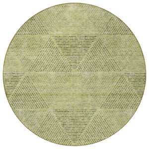Homeroots 3' Geometric Washable Indoor Outdoor Area Rug In Artichoke And Fern Green For Stylish Spaces 8' Round Polyester 586488
