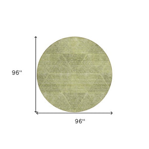 Homeroots 3' Geometric Washable Indoor Outdoor Area Rug In Artichoke And Fern Green For Stylish Spaces 8' Round Polyester 586488