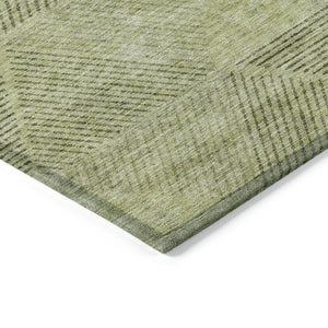 Homeroots 3' Geometric Washable Indoor Outdoor Area Rug In Artichoke And Fern Green For Stylish Spaces 9' X 12' Polyester 586490