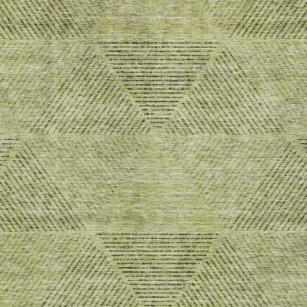 Homeroots 3' Geometric Washable Indoor Outdoor Area Rug In Artichoke And Fern Green For Stylish Spaces 9' X 12' Polyester 586490