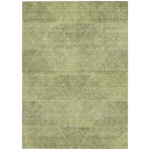 Homeroots 3' Geometric Washable Indoor Outdoor Area Rug In Artichoke And Fern Green For Stylish Spaces 10' X 14' Polyester 586491