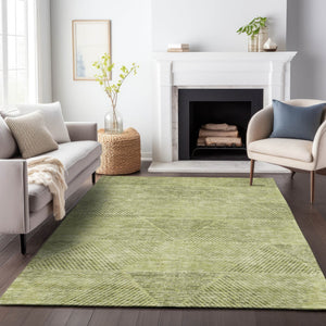 Homeroots 3' Geometric Washable Indoor Outdoor Area Rug In Artichoke And Fern Green For Stylish Spaces 10' X 14' Polyester 586491