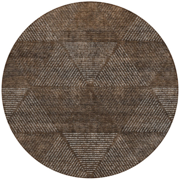 Homeroots 3' Geometric Washable Indoor Outdoor Area Rug In Artichoke And Fern Green For Stylish Spaces 8' Round Polyester 586494