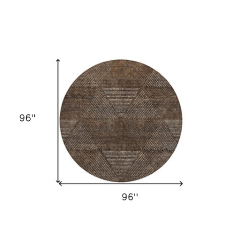 Homeroots 3' Geometric Washable Indoor Outdoor Area Rug In Artichoke And Fern Green For Stylish Spaces 8' Round Polyester 586494