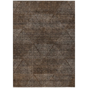 HomeRoots 9' Brown and Taupe Geometric Washable Area Rug - Perfect for Indoor and Outdoor Spaces, Easy Care! 9' X 12' 586496