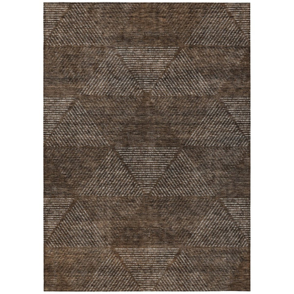 HomeRoots 9' Brown and Taupe Geometric Washable Area Rug - Perfect for Indoor and Outdoor Spaces, Easy Care! 9' X 12' 586496