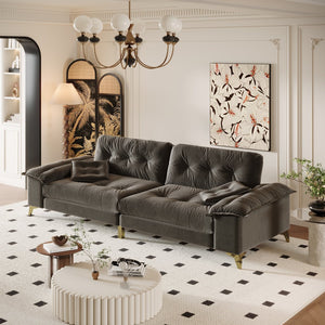 English Elm 104.7 Modern 4-Seat Cloud Sofa with Wide Removable Armrests, Tufted Chenille Comfort & Metal Legs DARK GREY W1885S00183