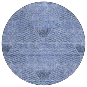 HomeRoots 5' Stylish Denim and Sky Blue Geometric Area Rug for Indoor and Outdoor Spaces, Machine Washable 8' Round 586500