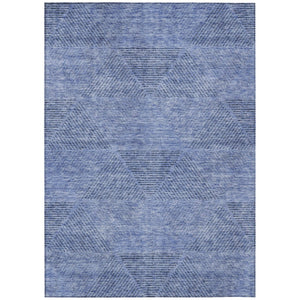 HomeRoots 9' Stylish Denim Blue and Sky Blue Geometric Washable Area Rug for Indoor and Outdoor Spaces 9' X 12' 586502