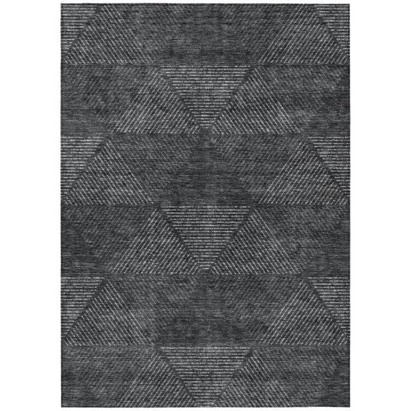 HomeRoots 5' Charcoal Gray & Silver Geometric Area Rug - Modern, Washable, Stylish for Indoor/Outdoor Use 5' X 8' 586505