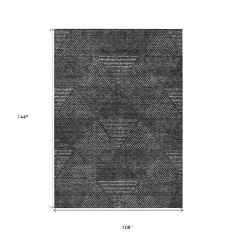 Homeroots 3' Geometric Washable Indoor Outdoor Area Rug In Artichoke And Fern Green For Stylish Spaces 9' X 12' Polyester 586508