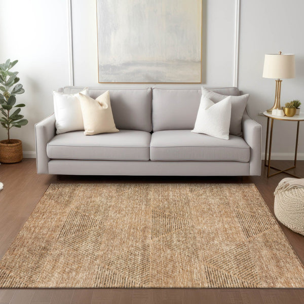 Homeroots 3' Geometric Washable Indoor Outdoor Area Rug In Artichoke And Fern Green For Stylish Spaces 3' X 5' Polyester 586510