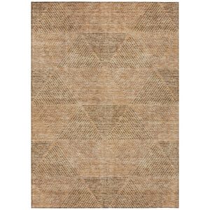 HomeRoots 5' Copper Brown and Terra Cotta Geometric Area Rug – Stylish, Washable, Durable for Indoor/Outdoor Use 10' X 14' 586515