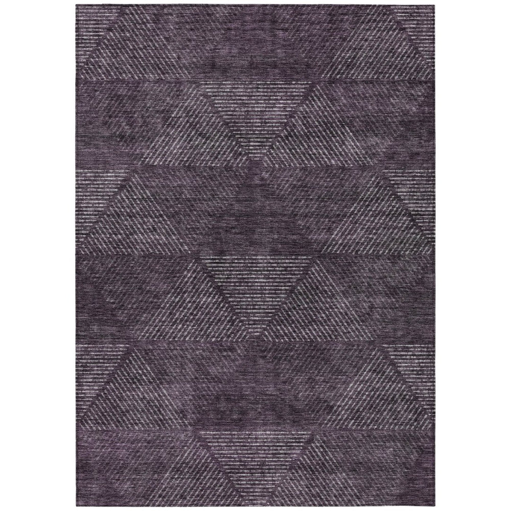 HomeRoots 9' Eggplant Purple and Gray Geometric Indoor Outdoor Area Rug - Durable, Washable, Stylish Design 9' X 12' 586520