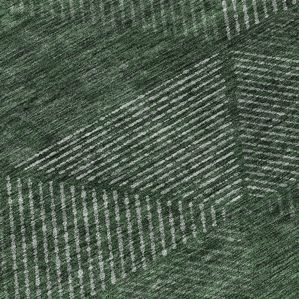 Homeroots 3' Geometric Washable Indoor Outdoor Area Rug In Artichoke And Fern Green For Stylish Spaces 8' Round Polyester 586524