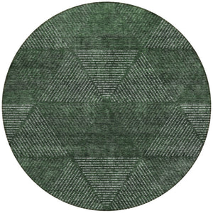 Homeroots 3' Geometric Washable Indoor Outdoor Area Rug In Artichoke And Fern Green For Stylish Spaces 8' Round Polyester 586524