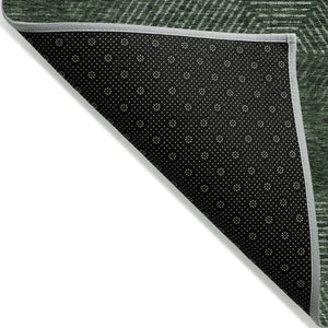 HomeRoots 5' Stylish Fern Green and Emerald Geometric Washable Area Rug for Indoor and Outdoor Spaces 8' X 10' 586525