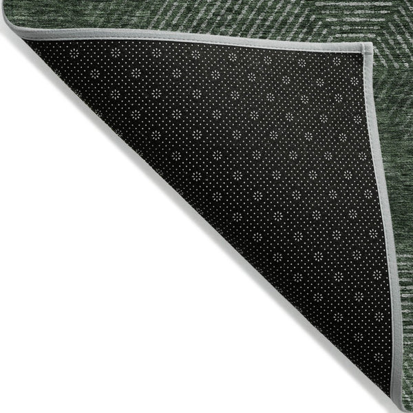 HomeRoots 5' Stylish Fern Green and Emerald Geometric Washable Area Rug for Indoor and Outdoor Spaces 8' X 10' 586525