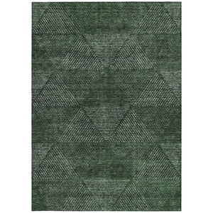 Homeroots 3' Geometric Washable Indoor Outdoor Area Rug In Artichoke And Fern Green For Stylish Spaces 9' X 12' Polyester 586526