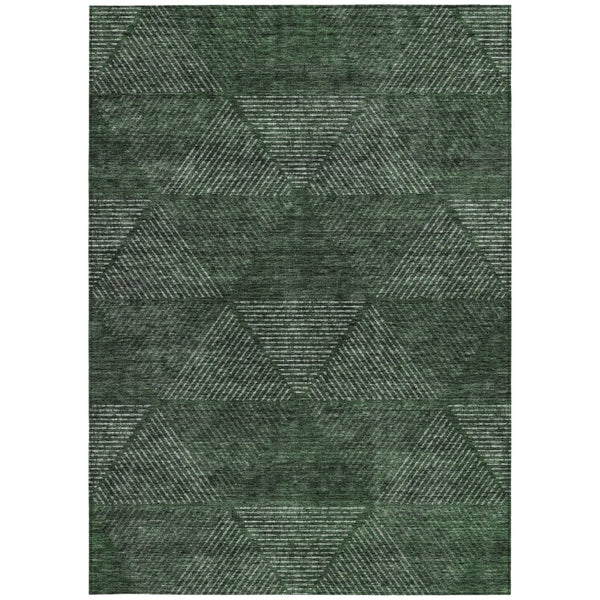Homeroots 3' Geometric Washable Indoor Outdoor Area Rug In Artichoke And Fern Green For Stylish Spaces 9' X 12' Polyester 586526