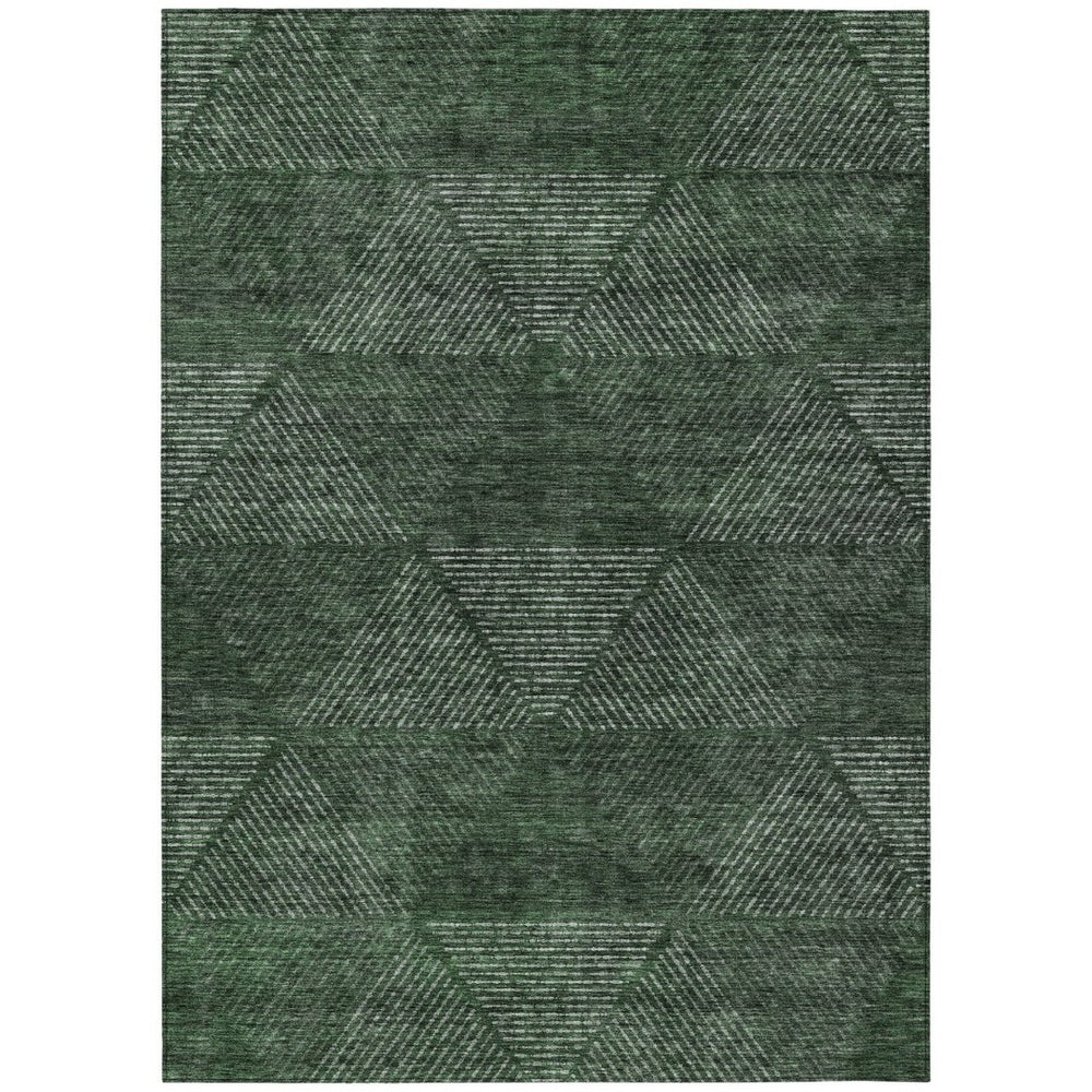 HomeRoots 9' Fern Green and Emerald Geometric Area Rug - Modern, Washable, Durable Indoor/Outdoor Decor 9' X 12' 586526