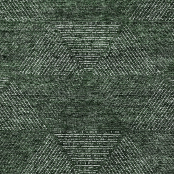 Homeroots 3' Geometric Washable Indoor Outdoor Area Rug In Artichoke And Fern Green For Stylish Spaces 9' X 12' Polyester 586526