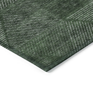 Homeroots 3' Geometric Washable Indoor Outdoor Area Rug In Artichoke And Fern Green For Stylish Spaces 10' X 14' Polyester 586527