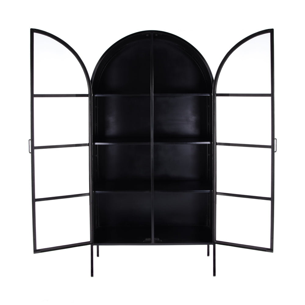 Butler Specialty Butler 77-inch Tall Iron & Glass Accent Cabinet - Elegant Storage With Arched Design & 4 Shelves Black Iron,Glass 5865330-butler