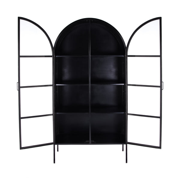 Butler Specialty Butler 77-inch Tall Iron & Glass Accent Cabinet - Elegant Storage With Arched Design & 4 Shelves Black Iron,Glass 5865330-butler