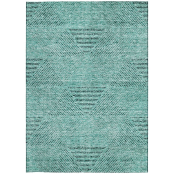 Homeroots 3' Geometric Washable Indoor Outdoor Area Rug In Artichoke And Fern Green For Stylish Spaces 3' X 5' Polyester 586534