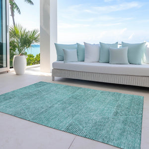 Homeroots 3' Geometric Washable Indoor Outdoor Area Rug In Artichoke And Fern Green For Stylish Spaces 3' X 5' Polyester 586534