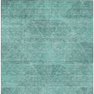 Homeroots 3' Geometric Washable Indoor Outdoor Area Rug In Artichoke And Fern Green For Stylish Spaces 3' X 5' Polyester 586534
