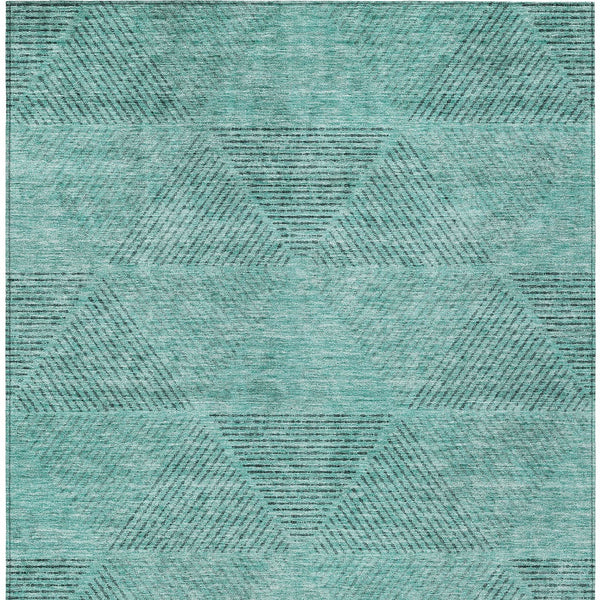Homeroots 3' Geometric Washable Indoor Outdoor Area Rug In Artichoke And Fern Green For Stylish Spaces 3' X 5' Polyester 586534