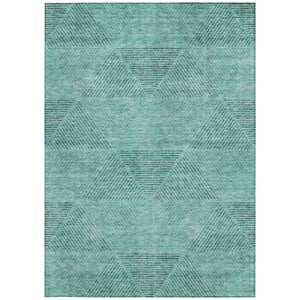 Homeroots 3' Geometric Washable Indoor Outdoor Area Rug In Artichoke And Fern Green For Stylish Spaces 5' X 8' Polyester 586535