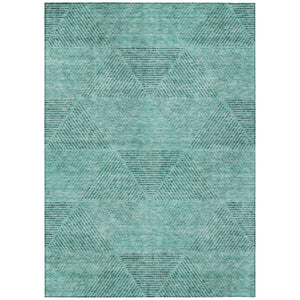 HomeRoots 5' Vibrant Teal Blue and Aqua Geometric Area Rug - Durable, Washable for Indoor & Outdoor Use 5' X 8' 586535